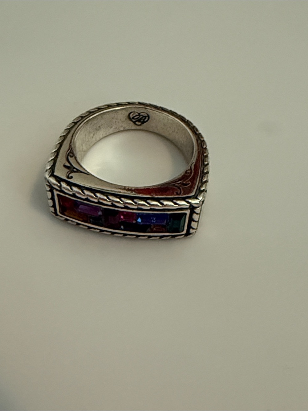 Brighton St. Michel - Multicolor Inlay Square Sterling Silver Ring - Picture 4 of 10